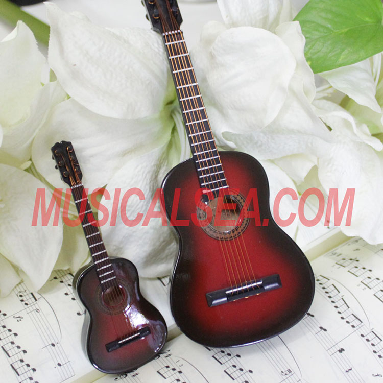 Mini guitar replica for wooden ornament musical instrument model toy for girl